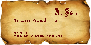 Mityin Zsadány névjegykártya